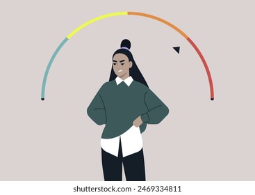 The Boiling Point, A character stands with their hands on their hips, their face contorted in anger, as a rainbow-colored anger meter above their head turns red