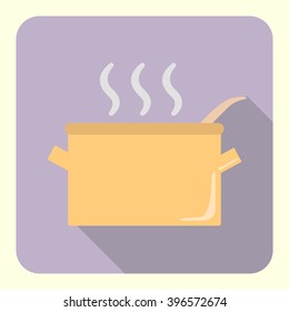 boiling pot flat icon. modern material design style for web and mobile use