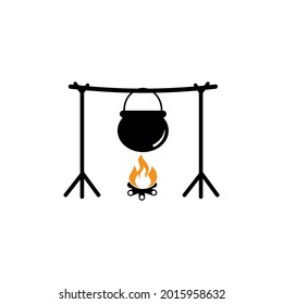Boiling pot icon design template vector isolated illustration