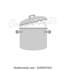 Boiling Pot Isolated. Pot Is Boiling. Vector Illustration