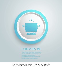 Icono azul de la olla, Vector de la olla, Icono de la comida hervida, signo del Vector, pictograma aislado en blanco, icono simple de la olla hirviendo, cocinar