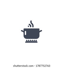 Boiling pot on fire icon, Cooking pot vector, Boil Food icon,vector sign, pictogram isolated on white, boiling pot simple icon, cooking