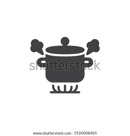 Boiling pot on gas stove vector icon. filled flat sign for mobile concept and web design. Boiling saucepan glyph icon. Symbol, logo illustration. Vector graphics