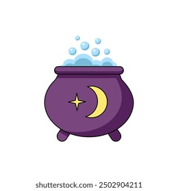 A boiling pot of potion. Illustration for the Halloween holiday