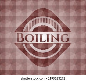 Boiling red badge with geometric background. Seamless.
