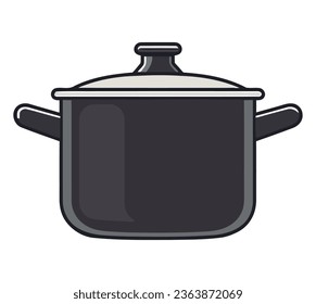 Suppenfüllung auf glänzendem Saucepan auf Weiß