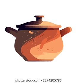 Boiling teapot on stove, lunch is brewing isolated