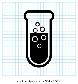 Boiling test tube - black vector icon
