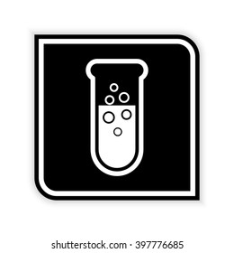Boiling test tube  - black vector icon