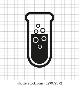 Boiling test tube  - black vector icon