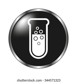 Boiling test tube - vector icon; black button