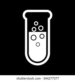 Boiling test tube - white vector icon