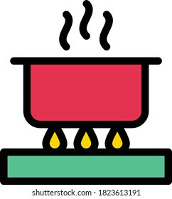 boiling vector flat color icon 