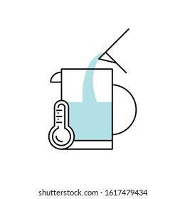 Boiling water for coffee and tea vector icon outline style