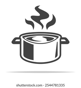 Boiling water in cooking pot icon transparent vector isolated