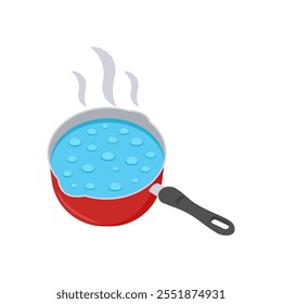 Icono plano del agua hirviendo, Ilustración vectorial