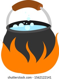 Boiling water, illustration, vector on white background.