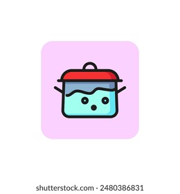 Boiling water line icon. Soup, saucepan, cooking. Kitchen concept. Vector illustration can be used for topics like recipe, meal, dinner, cookware