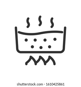 boiling water over a fire, linear icon. Editable stroke