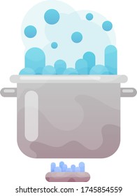 Agua hirviendo en una sartén. Cocina en horno con agua y vapor.