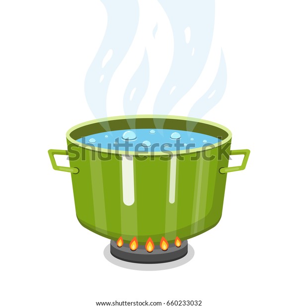 Boiling Water Pan Cooking Pot On Stock Vector (Royalty Free) 660233032 ...