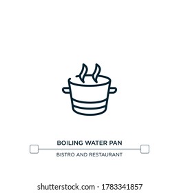 Icono de la sartén de agua hirviendo. Icono de pan negro de línea delgada, ilustración de elemento simple vector plano a partir del concepto de restaurante editable trazo aislado sobre fondo blanco. Se puede usar para web y móvil
