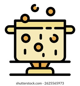 Boiling water in a pot icon. Outline boiling water in a pot vector icon color flat isolated