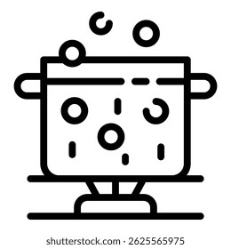 Boiling water in a pot icon. Outline boiling water in a pot vector icon for web design isolated on white background