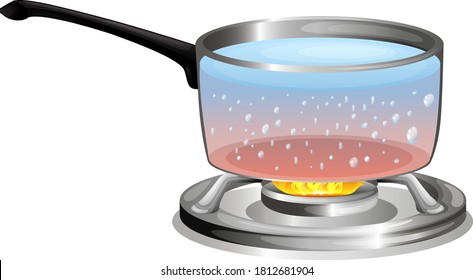 Boiling water in the pot illustration svg