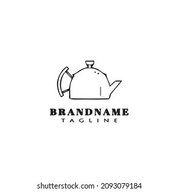 boiling water in pot logo cartoon icon design template black modern isolated vector