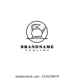 boiling water in pot logo cartoon icon design template black modern isolated cute illustration