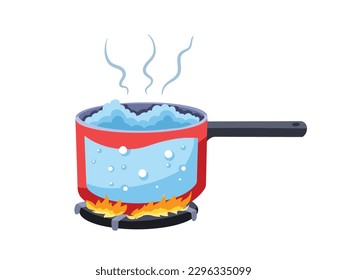 Pot with boiling water Royalty Free Vector Image