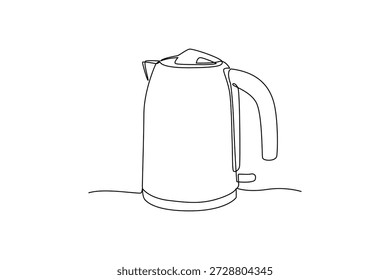 Kochen von Wasser mit Kessel. Home Appliance Concept Einzeiliges Zeichendesign Video 4k. Grafik-Illustration für Videos