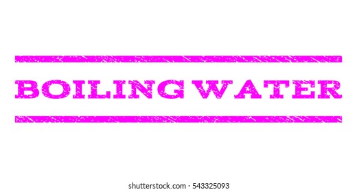 Boiling Water watermark stamp. Text caption between horizontal parallel lines with grunge design style. Rubber seal stamp with dirty texture. Vector magenta color ink imprint on a white background.