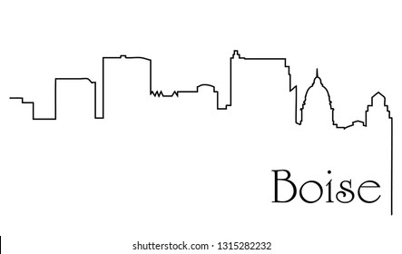 Boise city one line drawing abstract background with cityscape