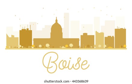 Boise City skyline golden silhouette. Vector illustration. Cityscape with landmarks