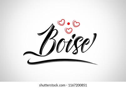 boise city text design with red heart typographic icon design suitable for touristic promotion