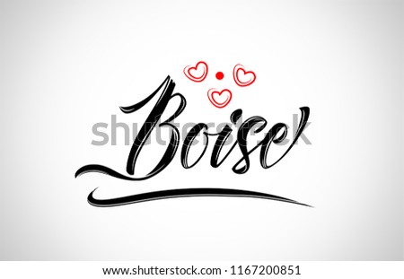 boise city text design with red heart typographic icon design suitable for touristic promotion