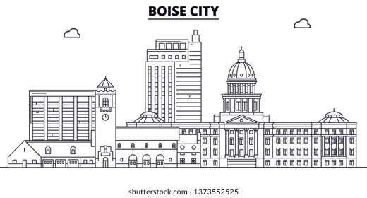 Boise City , United States, outline travel skyline vector illustration. 