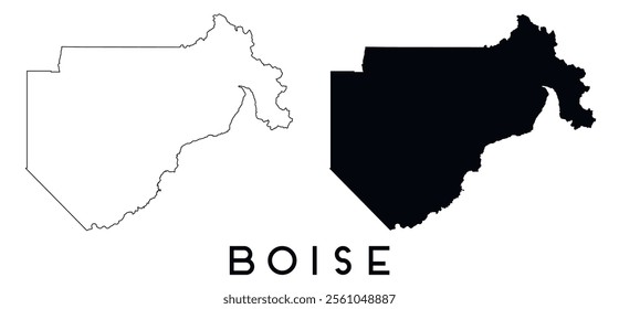 Boise County, Idaho map outline and black silhouette vector