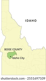 Boise County and town of Idaho City location on Idaho state map