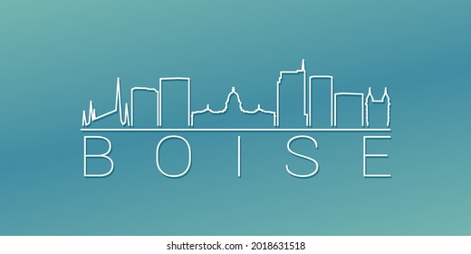 Boise, ID, USA Skyline Linear Design. Flat City Illustration Minimal Clip Art. Background Gradient Travel Vector Icon.