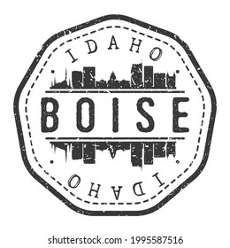 Boise, ID, USA Stamp Skyline Postmark. Silhouette Postal Passport. City Round Vector Icon. Vintage Postage Design.