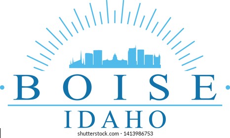 Boise Idaho. Banner Design. City Skyline. Silhouette Vector. Famous Monuments.