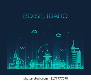 Boise, Idaho skyline, USA. Trendy vector illustration, linear style