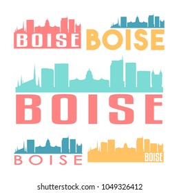 Boise Idaho USA Flat Icon Skyline Vector Silhouette Design Set.