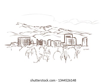 Boise Idaho vector sketch line usa landscape hand drawn 