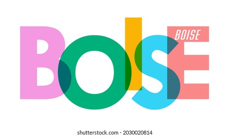 BOISE. The name of the city on a white background. Vector design template for poster, postcard, banner. Vector illustration.