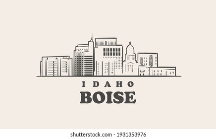 Boise skyline, idaho. Boise hand drawn sketch