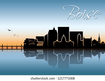 Boise skyline - Idaho, United States of America, USA - vector illustration